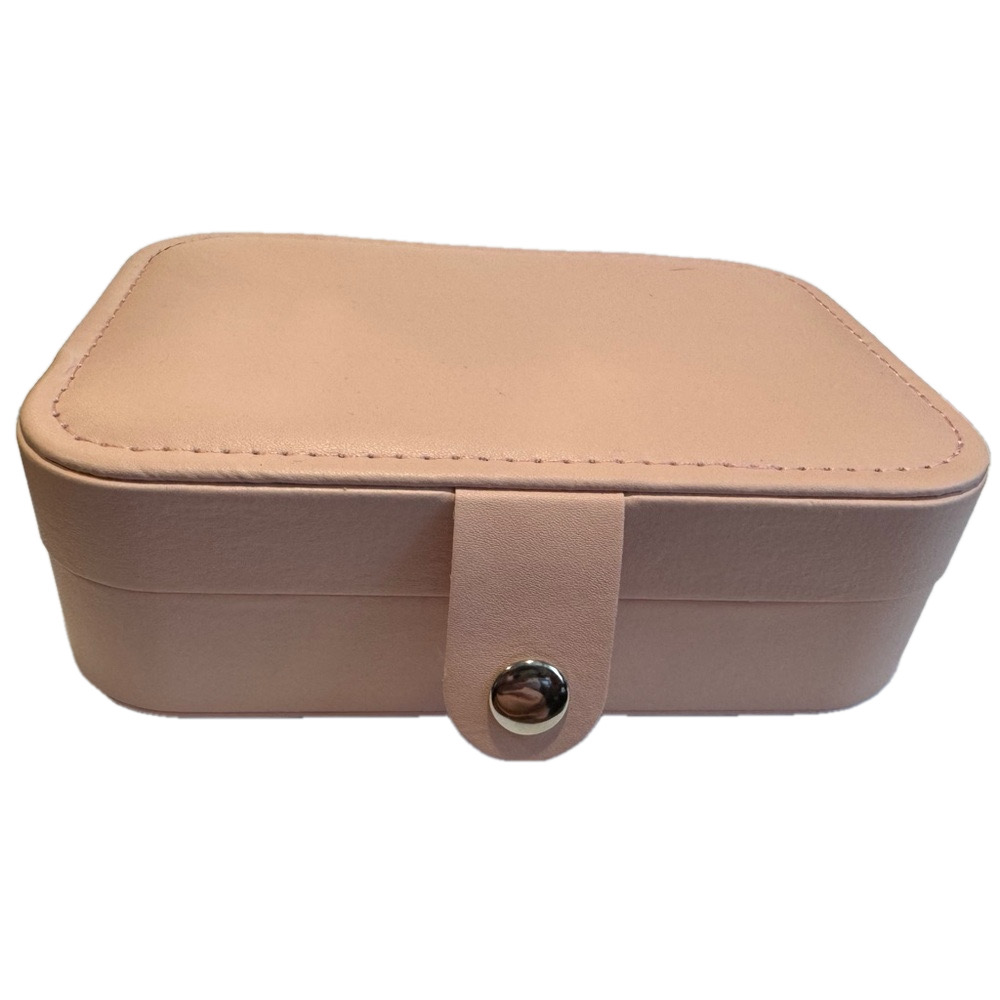 Travel Jewelry Box Pink Faux Leather Large Size